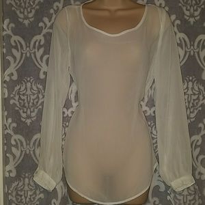 NWT Sheer White Top by Ambiance Apparel Size M